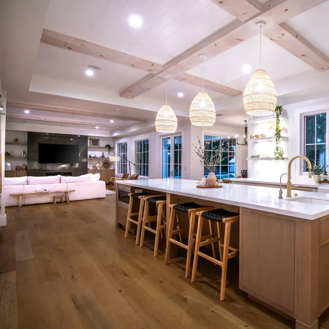 Opus Hardwood 7½″ Plank deCordova European Oak Engineered Hardwood, installed in a room