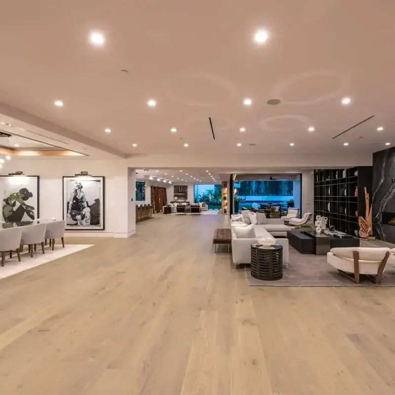 Opus Hardwood 8¾″ Plank Genoa European Oak Engineered Hardwood, installed in a room