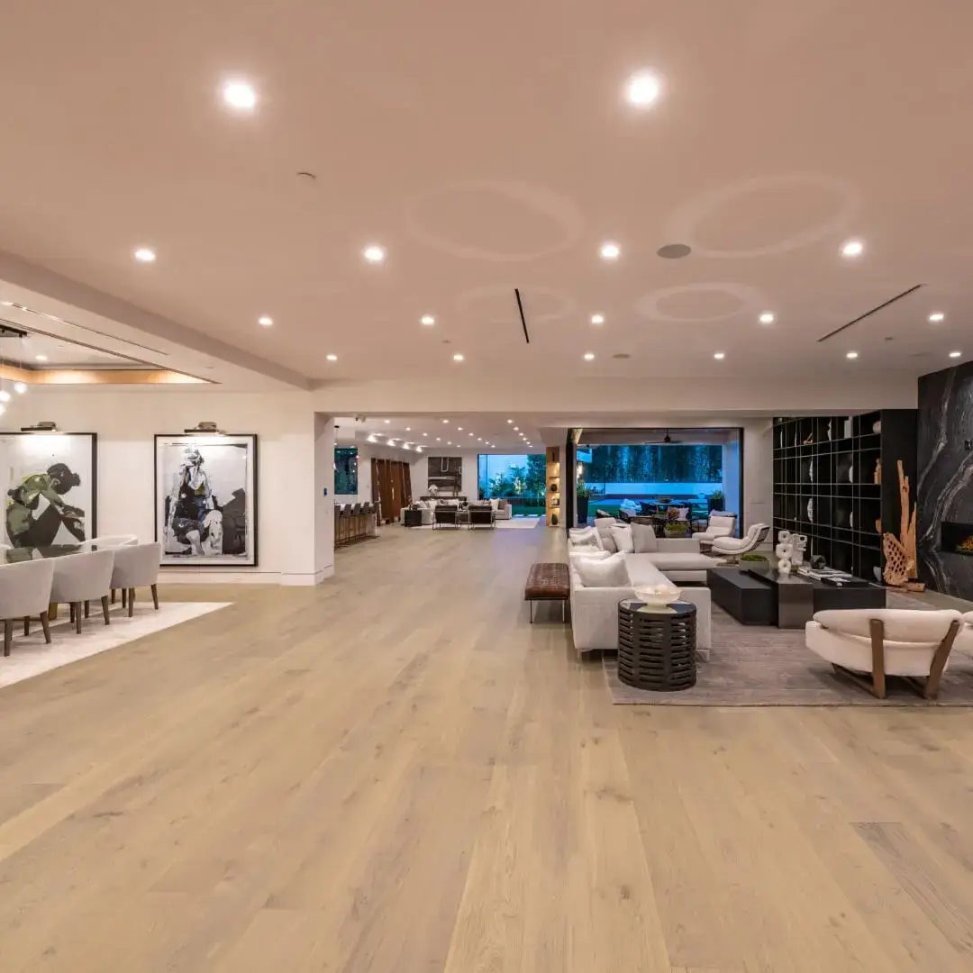 Opus Hardwood 8¾″ Plank Genoa European Oak Engineered Hardwood, installed in a room