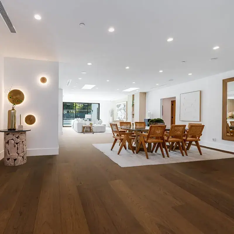 Opus Hardwood 7½″ Plank Getty American Hickory Engineered Hardwood, installed in a room
