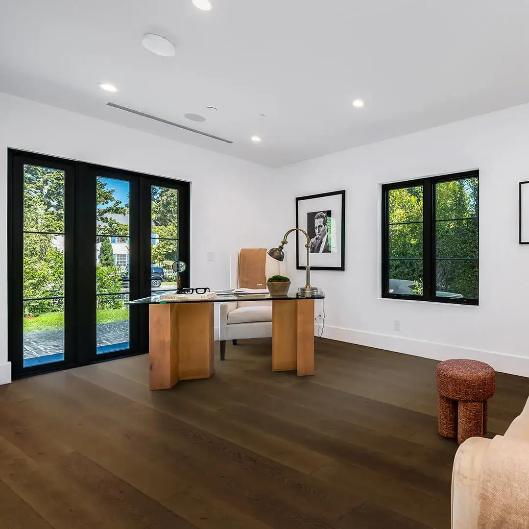 Opus Hardwood 9½″ Plank Monroy European Oak Engineered Hardwood, installed in a room