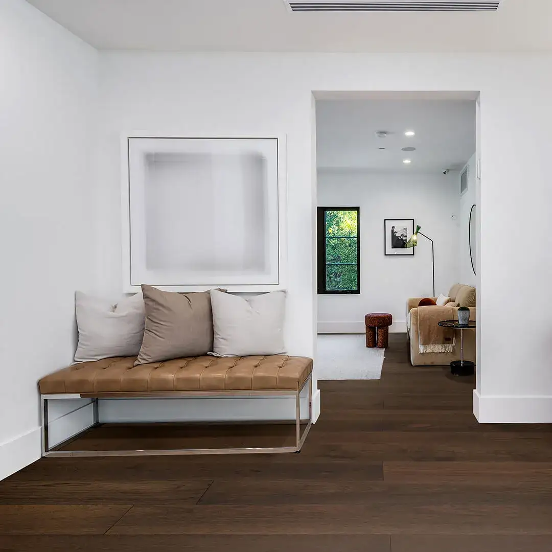Opus Hardwood 7½″ Plank Nantes American Hickory Engineered Hardwood, installed in a room