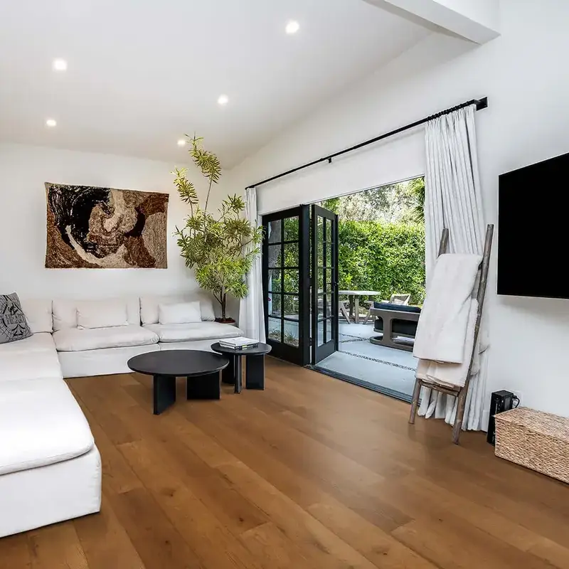 Opus Hardwood 9½″ Plank Nisa European Oak Engineered Hardwood, installed in a room