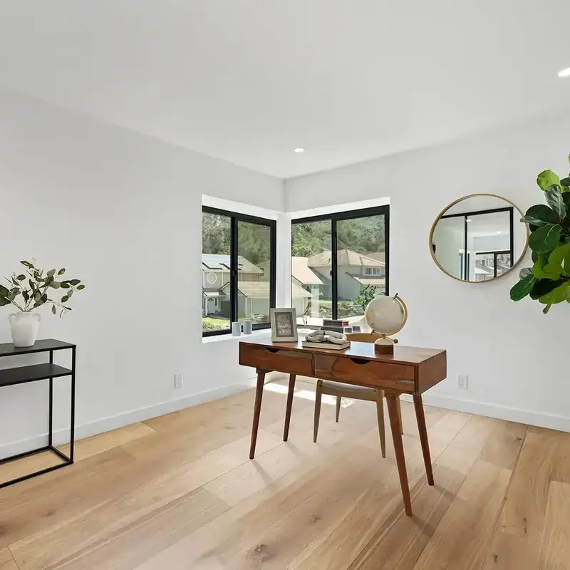 Opus Hardwood 9½″ Plank Palm Cay European Oak Engineered Hardwood, installed in a room