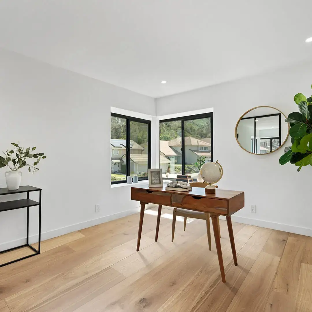 Opus Hardwood 9½″ Plank Palm Cay European Oak Engineered Hardwood, installed in a room