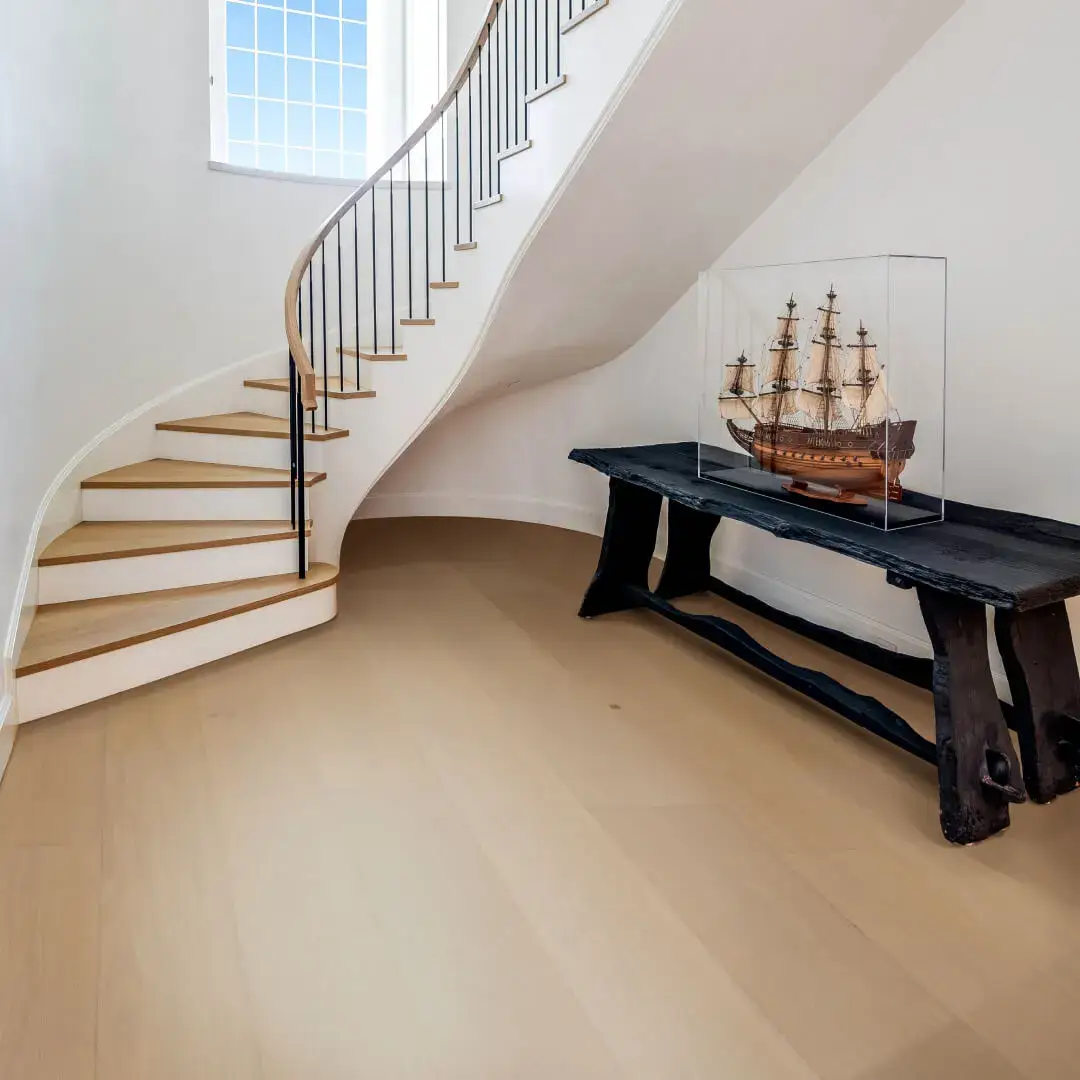 Opus Hardwood 9½″ Plank Tate European Oak Engineered Hardwood, installed in a room