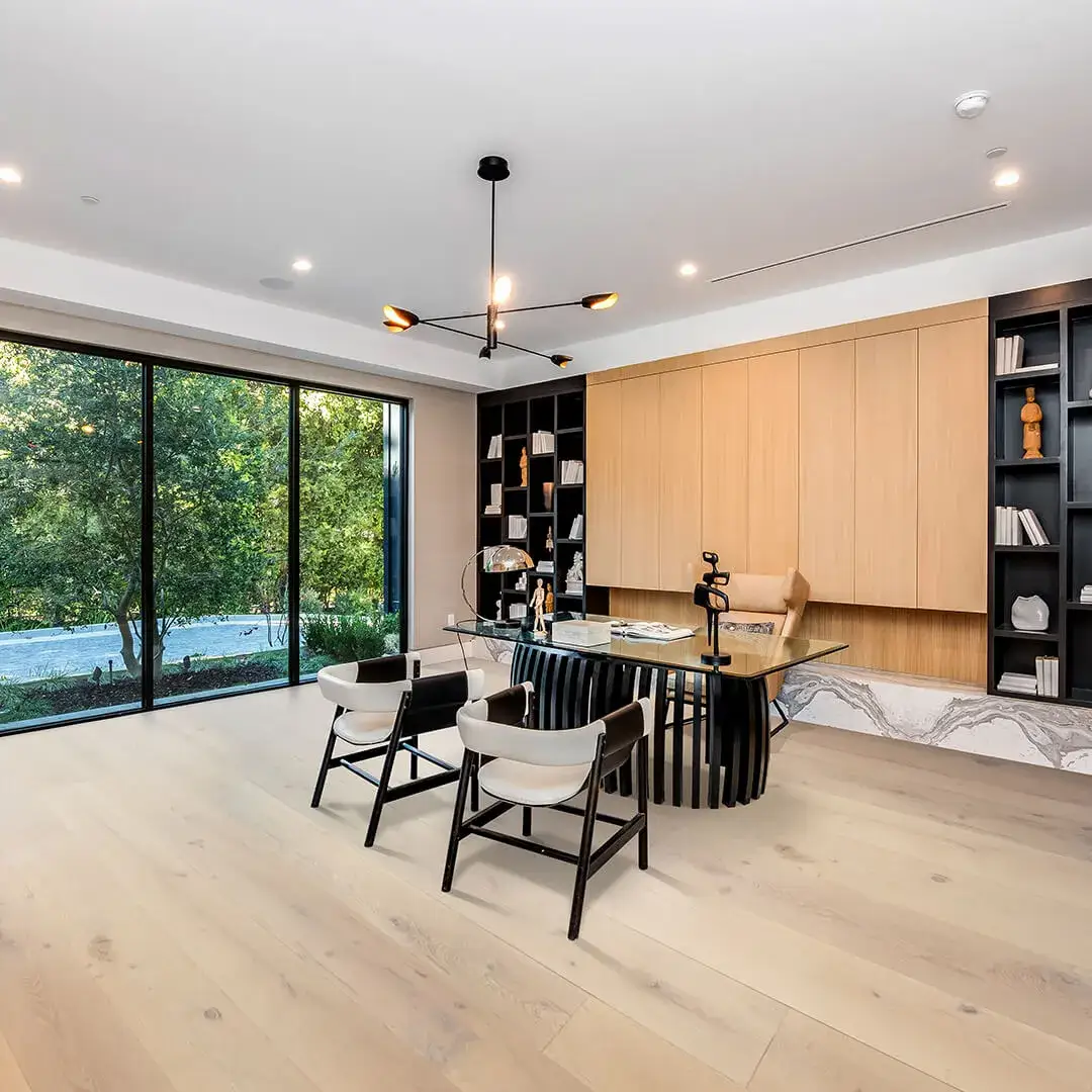 Opus Hardwood 10¼″ Plank Velas European Oak Engineered Hardwood, installed in a room