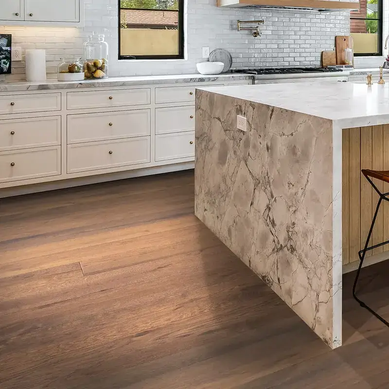 Opus Hardwood 7½″ Plank Zenica European Oak Engineered Hardwood, installed in a room