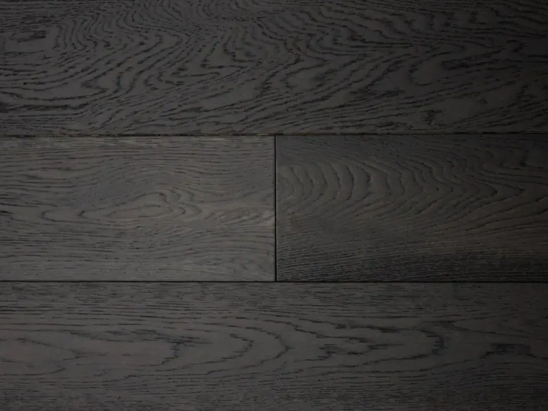 Pravada Floors Haute Couleur Mode Noir European White Oak Engineered Hardwood, installed in a room