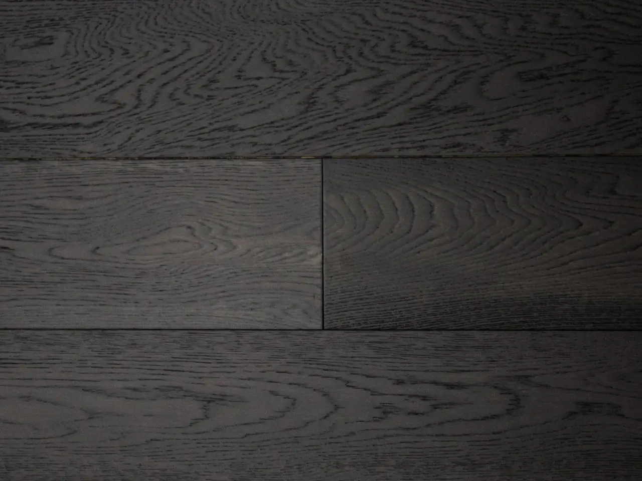 Pravada Floors Haute Couleur Mode Noir European White Oak Engineered Hardwood, installed in a room