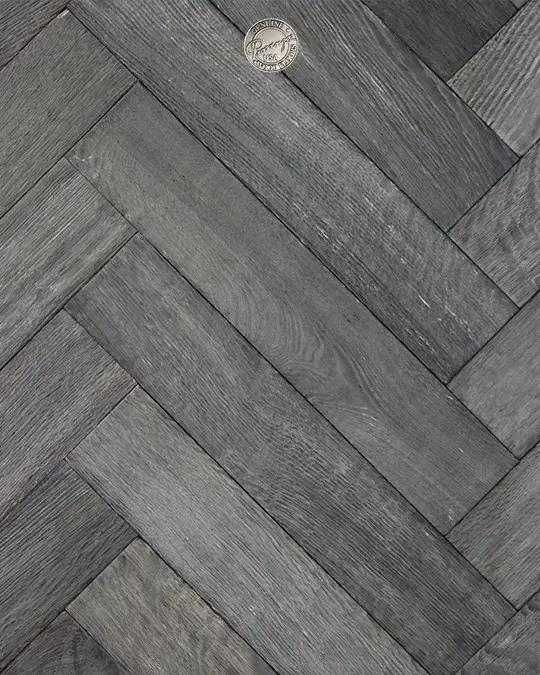 Provenza Floors Herringbone Custom HR001 White Oak Engineered Hardwood, installed in a room