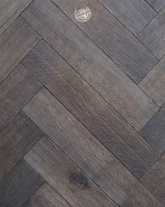 Provenza Floors Herringbone Custom HR003 White Oak Engineered Hardwood, installed in a room