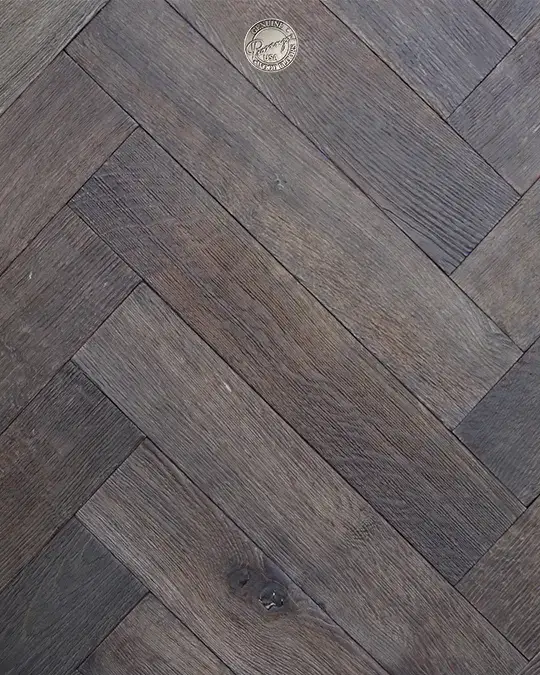 Provenza Floors Herringbone Custom HR003 White Oak Engineered Hardwood, installed in a room
