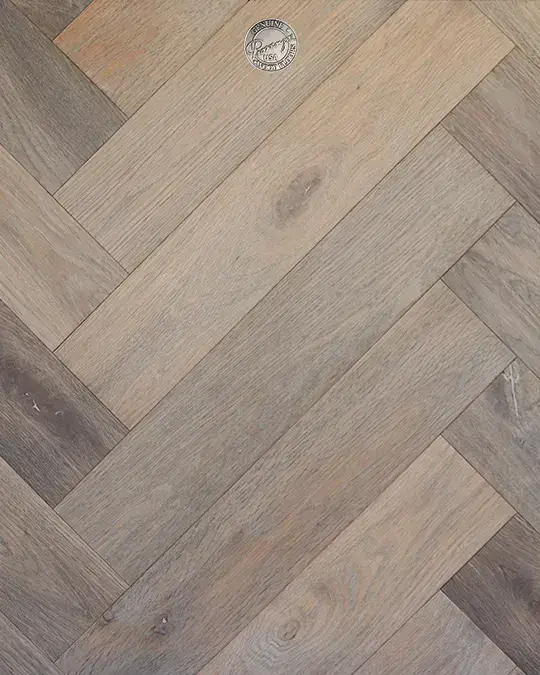 Provenza Floors Herringbone Custom HR181105 White Oak Engineered Hardwood, installed in a room