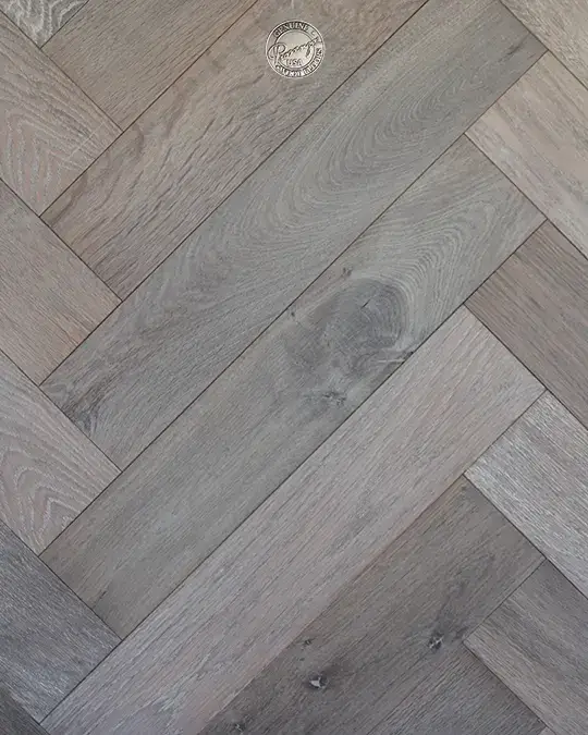 Provenza Floors Herringbone Custom HR181106 White Oak Engineered Hardwood, installed in a room
