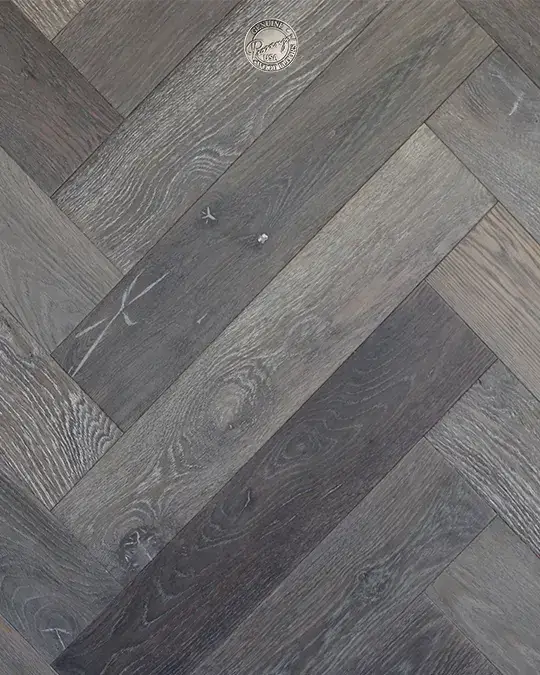 Provenza Floors Herringbone Custom HR183003 White Oak Engineered Hardwood, installed in a room