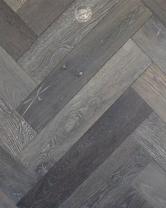 Provenza Floors Herringbone Custom HR183003 White Oak Engineered Hardwood, installed in a room