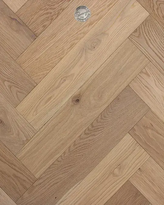 Provenza Floors Herringbone Custom HR18308 White Oak Engineered Hardwood, installed in a room