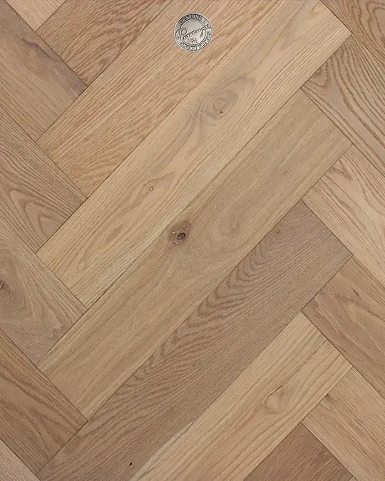 Provenza Floors Herringbone Custom HR18308 White Oak Engineered Hardwood, installed in a room