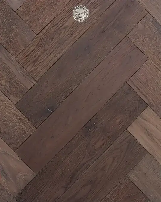 Provenza Floors Herringbone Custom HR18313 White Oak Engineered Hardwood, installed in a room
