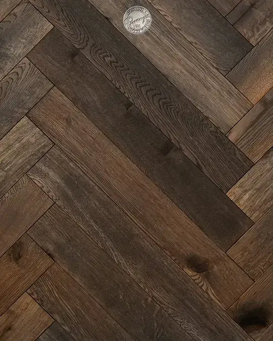 Provenza Floors Herringbone Reserve Autumn Wheat White Oak Engineered Hardwood, installed in a room