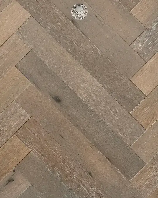 Provenza Floors Herringbone Reserve Dovetail White Oak Engineered Hardwood, installed in a room