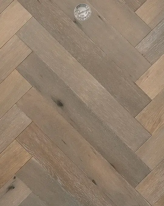 Provenza Floors Herringbone Reserve Dovetail White Oak Engineered Hardwood, installed in a room