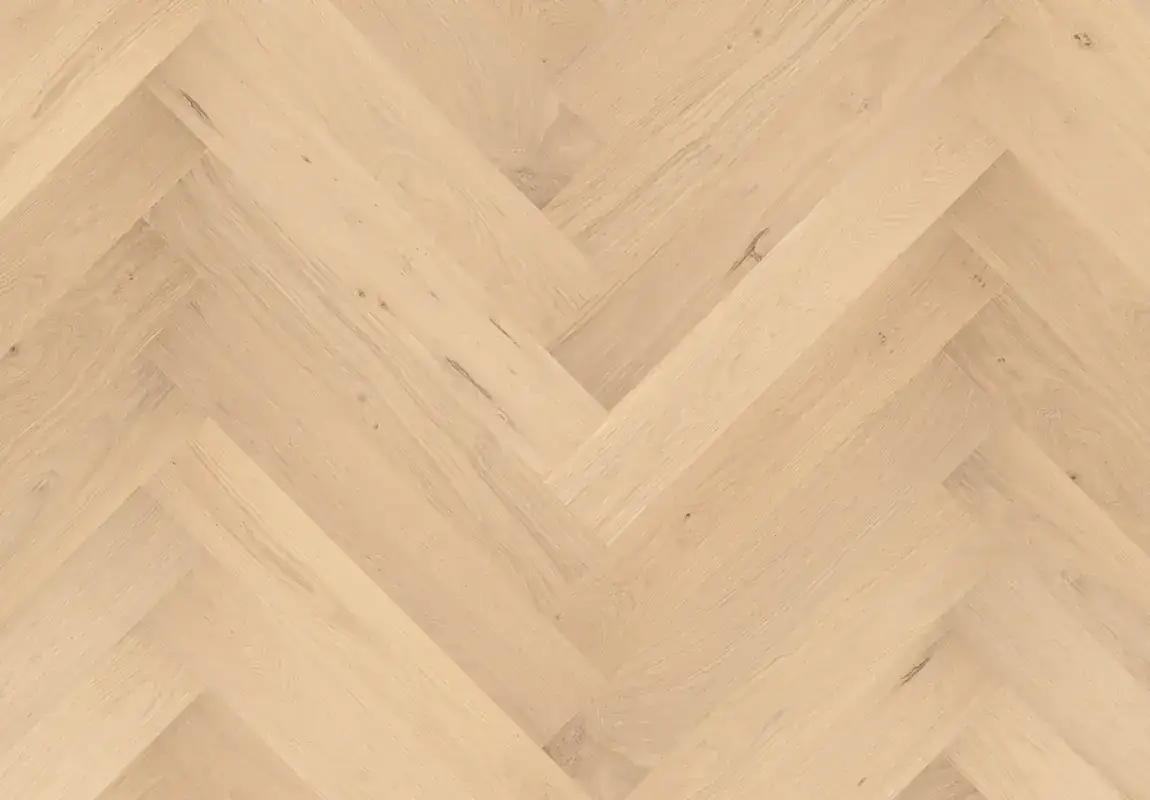 SLCC Flooring Celeste Herringbone Aurora European Oak Engineered Hardwood, installed in a room