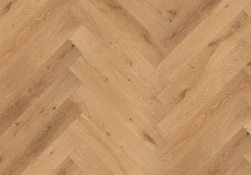 SLCC Flooring Celeste Herringbone Chambers European Oak Engineered Hardwood, installed in a room