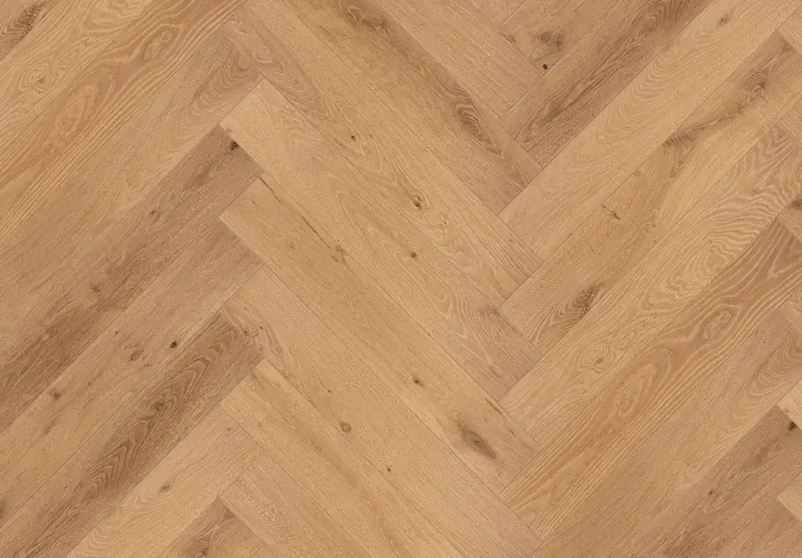 SLCC Flooring Celeste Herringbone Chambers European Oak Engineered Hardwood, installed in a room