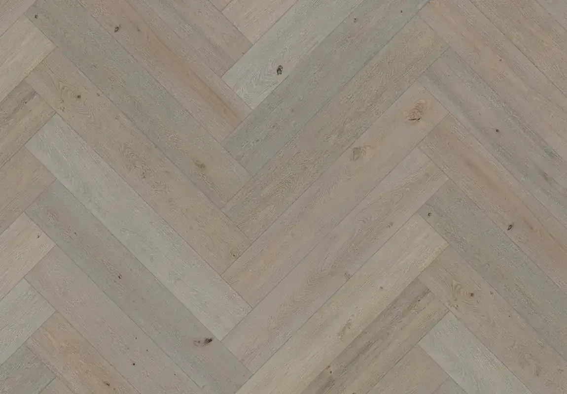 SLCC Flooring Celeste Herringbone Pyrenees European Oak Engineered Hardwood, installed in a room