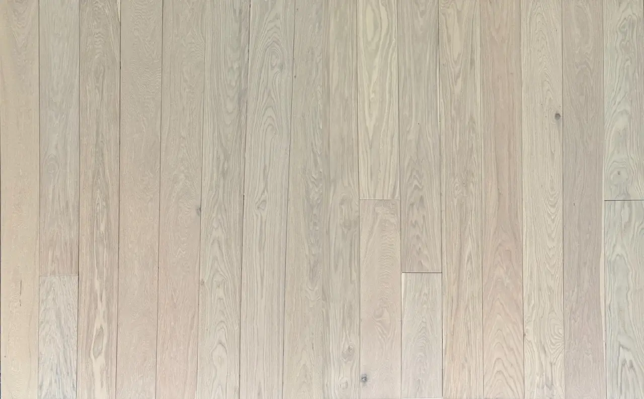 Sonoma Wood Floors Builders Advantage Biscotti European Oak Engineered Hardwood, installed in a room