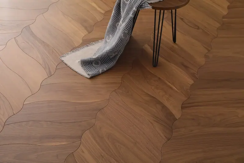 Anthony Van Dyck Custom Parquet Brezza Walnut Engineered Hardwood, installed in a room