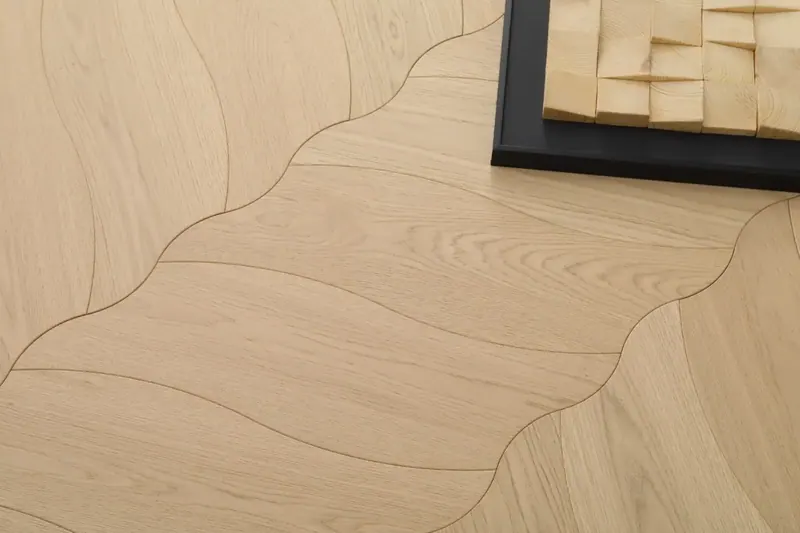 Anthony Van Dyck Custom Parquet Velato Oak Engineered Hardwood, installed in a room