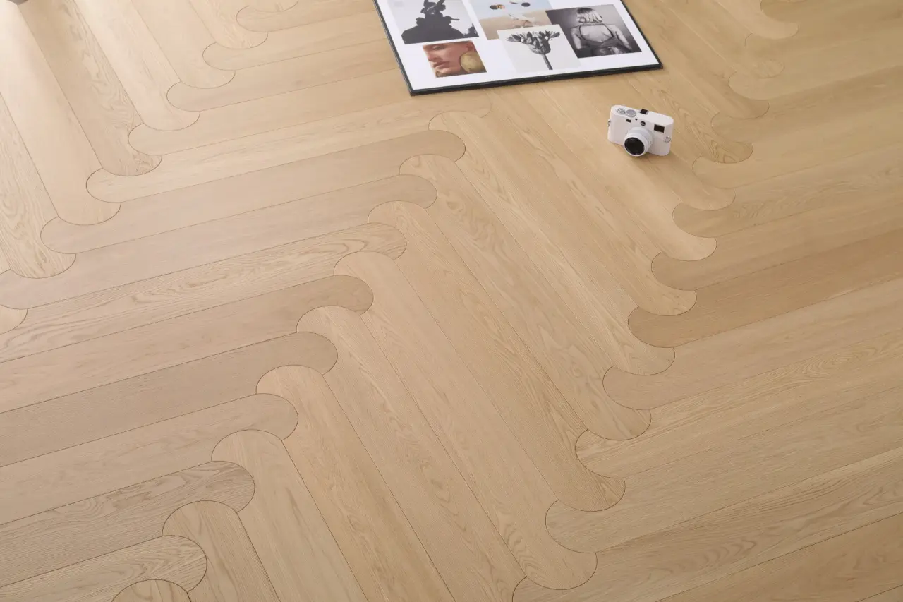 Anthony Van Dyck Custom Parquet Culla Oak Engineered Hardwood, installed in a room