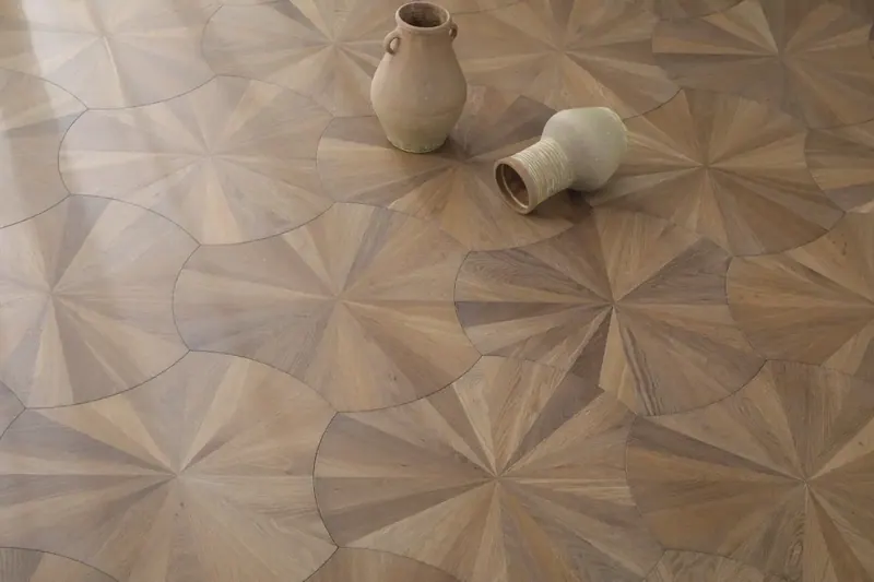 Anthony Van Dyck Custom Parquet Maestro Oak Engineered Hardwood, installed in a room