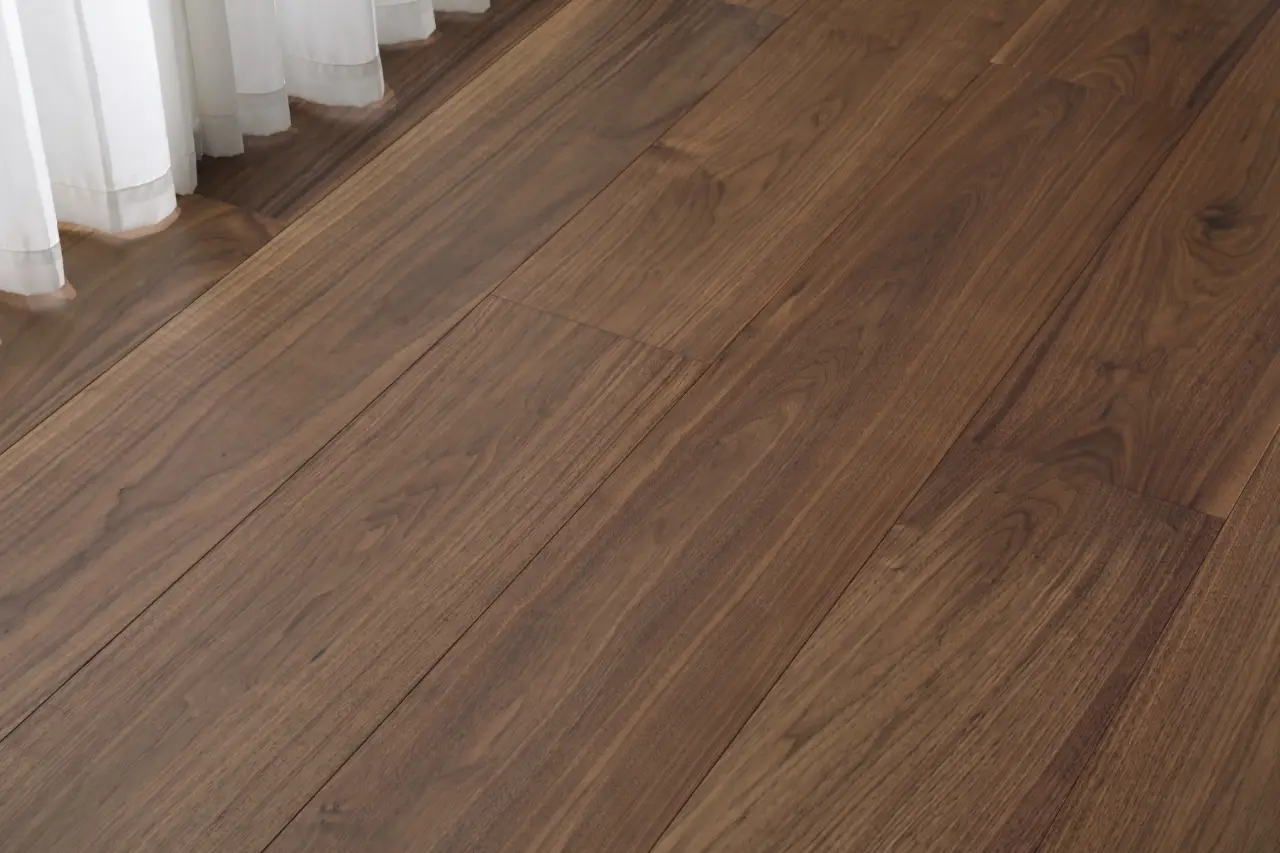 Anthony Van Dyck Stella 820 American Walnut Engineered Hardwood, installed in a room