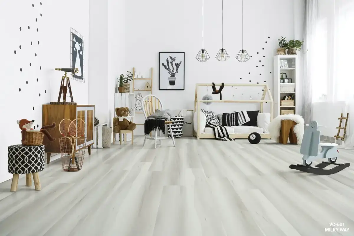 Vellichor Floors Galaxy Milky Way SPC Flooring, installed in a room
