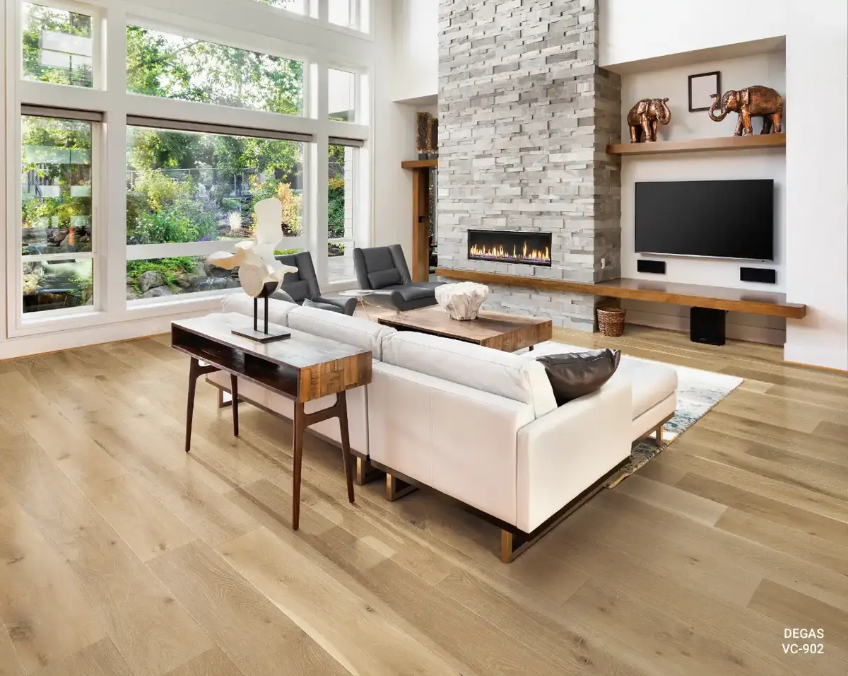 Vellichor Floors Artist Degas European Oak Engineered Hardwood, installed in a room