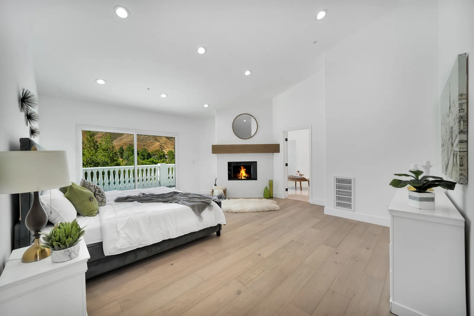 Primary bedroom with European white oak hardwood floors